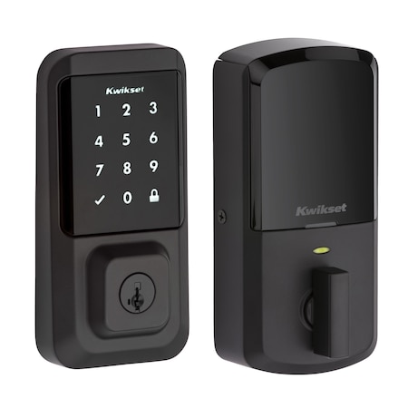 Kwikset Halo Wi-Fi Enabled Smart Lock Deadbolt with Touchscreen and SmartKey Backup Matte Black Finish 939WIFITSCR-514S